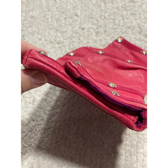 Henri Bendel Pebbled Leather Studded Wristlet Red - Picture 3 of 10